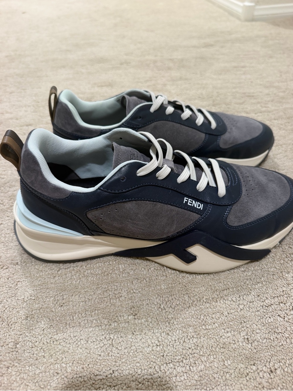 Fendi Flow Tonal Colorblocked Low-Top Sneakers in Blue/Grey Size 11 - Picture 7 of 12